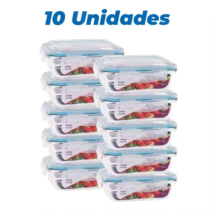 FreshBox™ Kit 10 Recipientes de Vidrio Herméticos 640ml