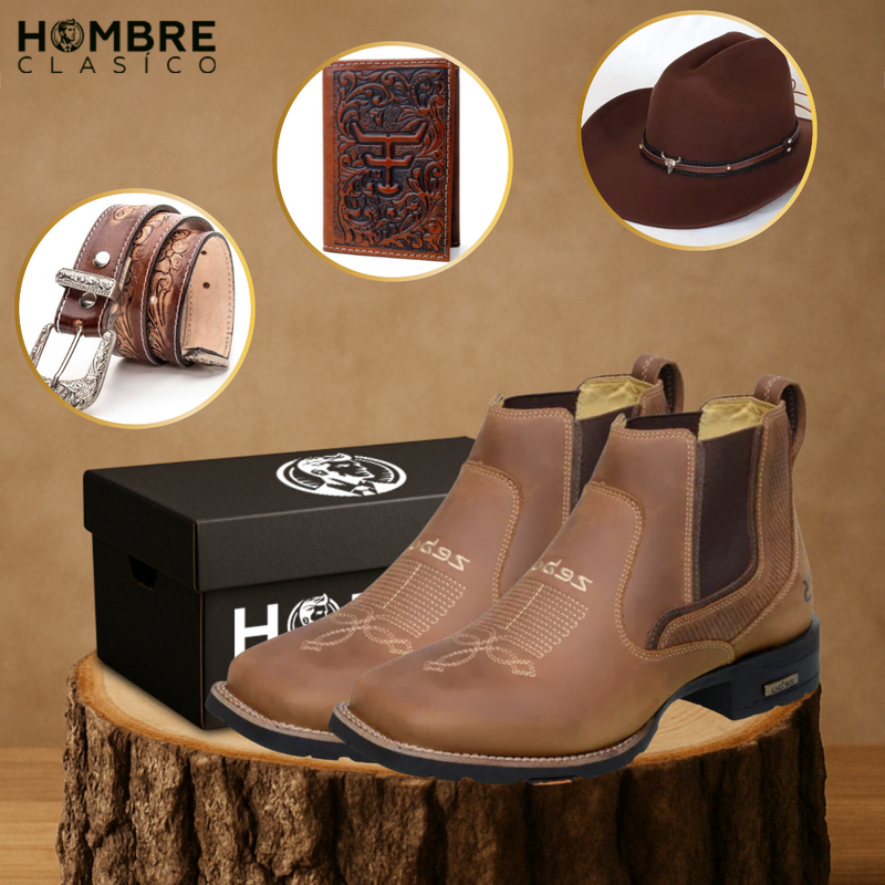 Kit Bota El Patrón en Cuero + Regalos